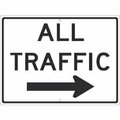 National Marker Co NMC Traffic Sign, All Traffic With Arrow Sign, 24in x 18in, White TM536K
